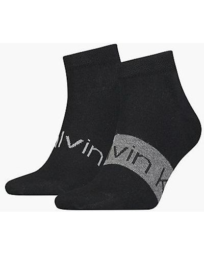 Calvin Klein 2 Pack Logo Ankle Socks - - Black - Men - 43-46 - Negro