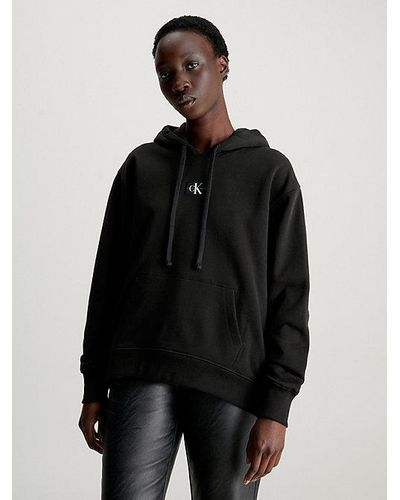 Calvin Klein Sudadera oversized con capucha de felpa de algodón - Negro