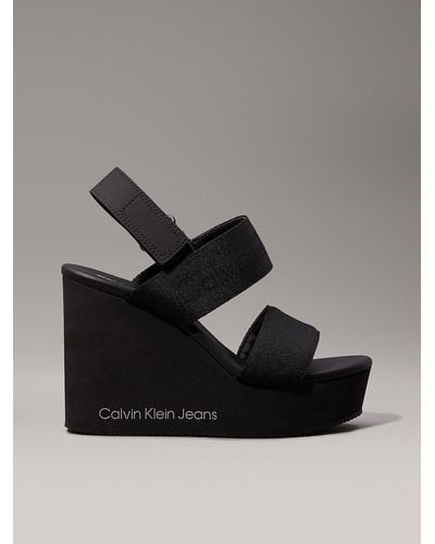 Calvin Klein Platform Wedge Sandals - Black