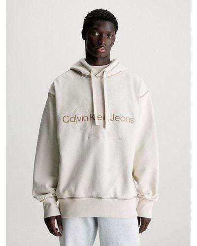 Calvin Klein Oversized-Monogramm-Hoodie - Natur