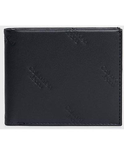 Calvin Klein Cartera de piel con compartimento para billetes y monedero y RFID con logo - Negro