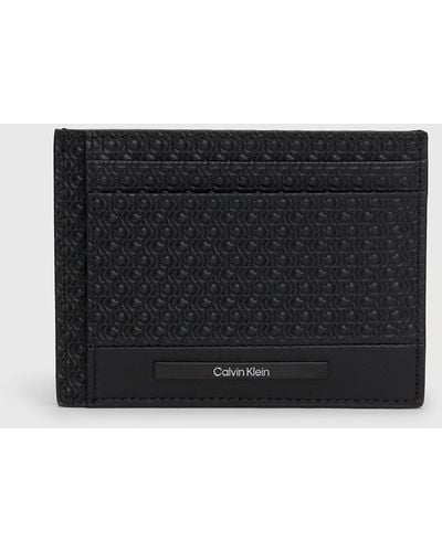 Calvin Klein Porte-cartes en cuir avec logo - Noir