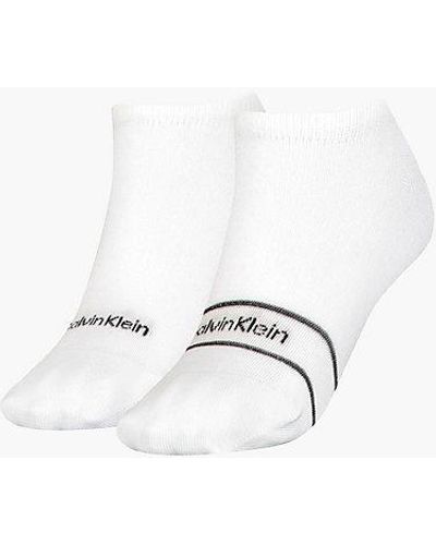 Calvin Klein Logo Ankle Socks - - White - Women - One Size - Wit