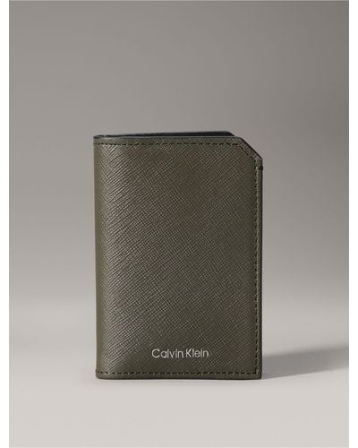 Calvin Klein Refined Saffiano Compact Bifold Wallet - Grey