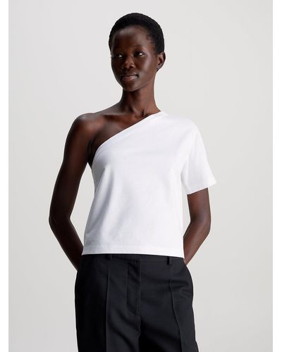 Calvin Klein One Shoulder Top - White