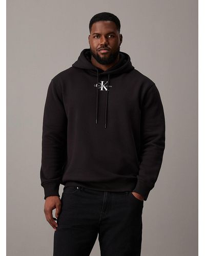 Calvin Klein Plus Size Monogram Hoodie - Black