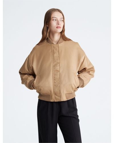Calvin Klein Nylon Bomber Jacket - Natural