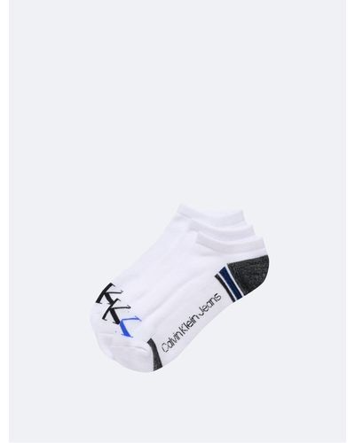 Calvin Klein Monogram Logo Cushion 3-pack No Show Socks - White