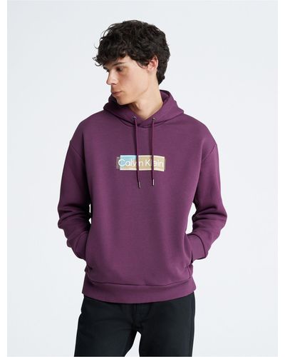 Calvin Klein Layered Gel Logo Hoodie - Purple