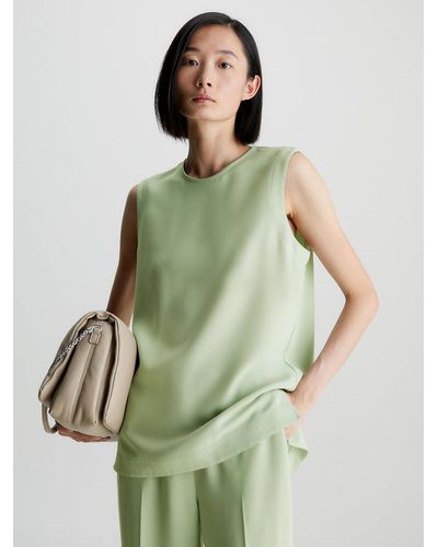 Calvin Klein Haut sans manches en sergé structuré - Vert
