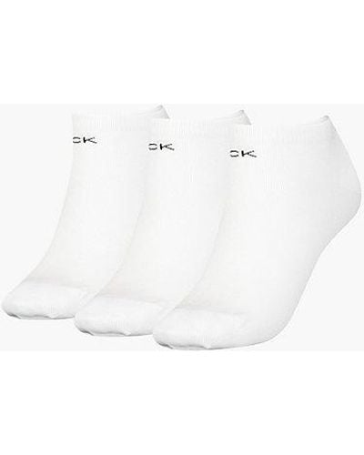Calvin Klein 3 Pack Ankle Socks - - White - Women - One Size - Wit