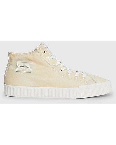 Calvin Klein Washed Canvas High-top Sneakers - Naturel