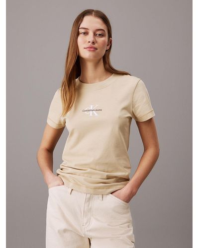 Calvin Klein Slim Monogram T-shirt - Natural