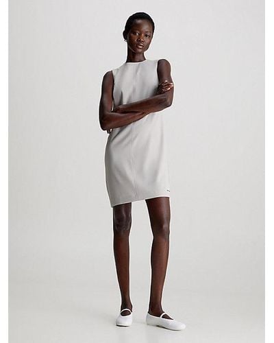 Calvin Klein Vestido recto de crepé estructurado - Blanco