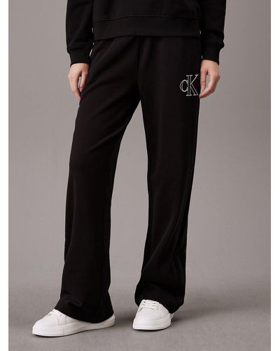Calvin Klein Pantalon de jogging jambe large à monogramme - Noir
