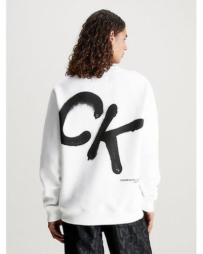 Calvin Klein Sweatshirt Met Sprayprint En Logo - Wit
