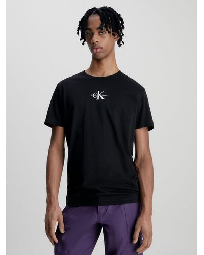 Calvin Klein T-shirt en coton avec monogramme - Bleu