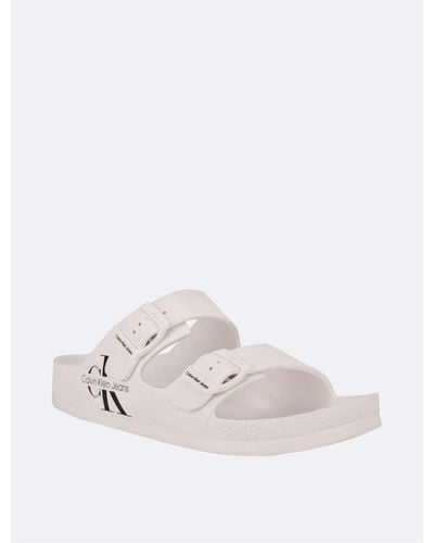 Calvin Klein Men's Zion Double Strap Slide Sandal - White