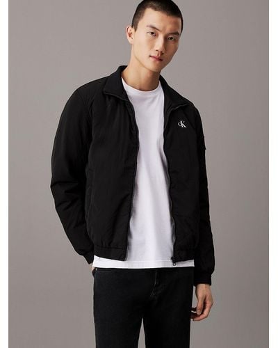 Calvin Klein Padded Nylon Zip Up Jacket - Black