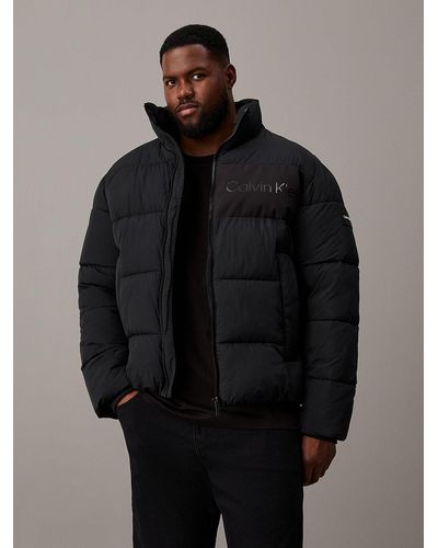 Calvin Klein Plus Size Crinkle Nylon Puffer Jacket - Black