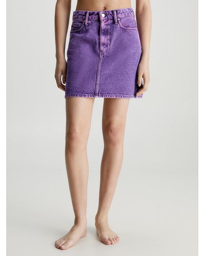 Calvin Klein High Rise Denim Mini Skirt - Purple