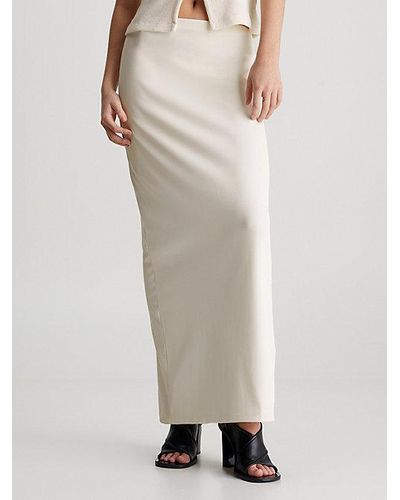 Calvin Klein Falda larga recta de canalé - Neutro