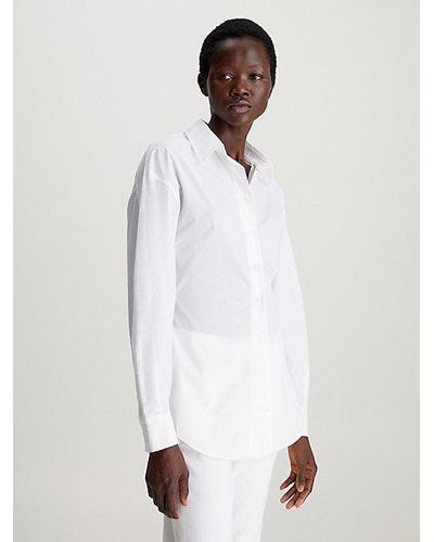 Calvin Klein Slim Overhemd Met Vleermuismouwen - Wit