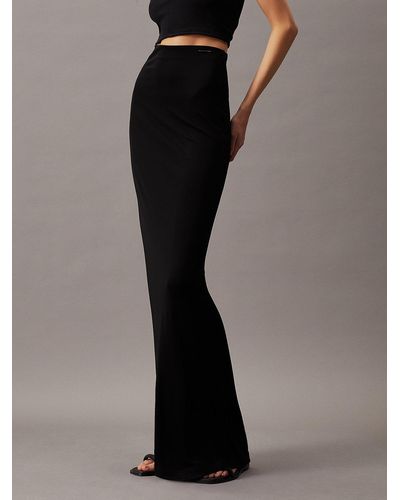 Calvin Klein Jupe longue droite en rayonne - Noir