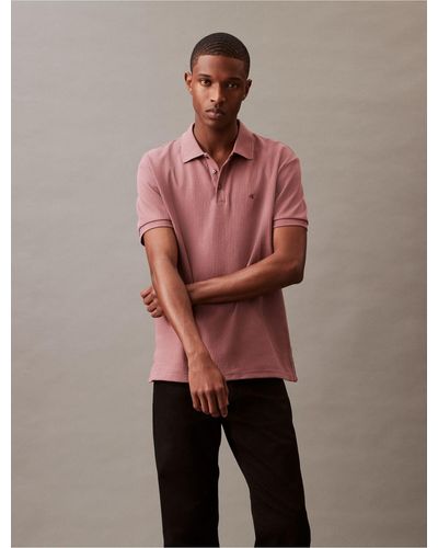 Calvin Klein Smooth Cotton Drop Needle Polo Shirt - Pink