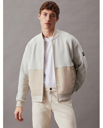 Calvin Klein Bonded Fleece Bomber Jacket - Grey