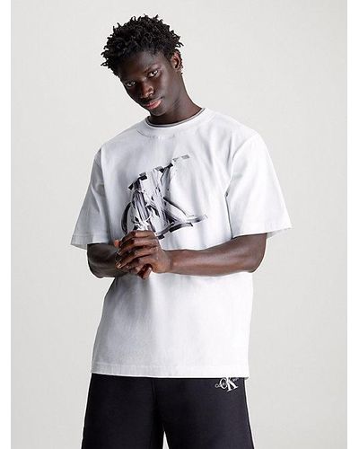 Calvin Klein Oversized Monogramm-T-Shirt - Weiß
