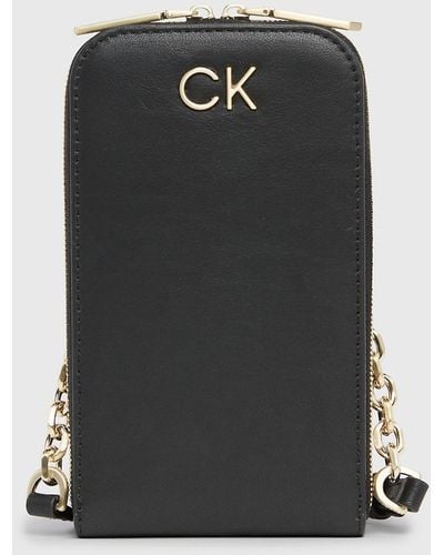 Calvin Klein Pochette pour téléphone en bandoulière avec portefeuille - Noir