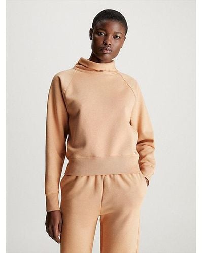 Calvin Klein Cropped Fleece Sweatshirt - Naturel