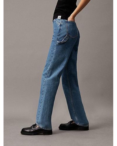 Calvin Klein High Rise Straight Carpenter Jeans - Blau