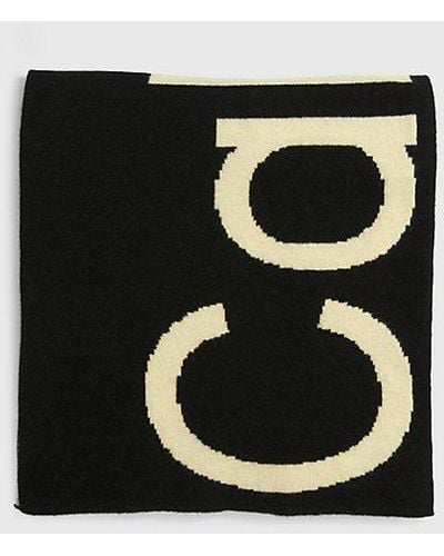 Calvin Klein Bufanda de mezcla de lana con logo - Negro