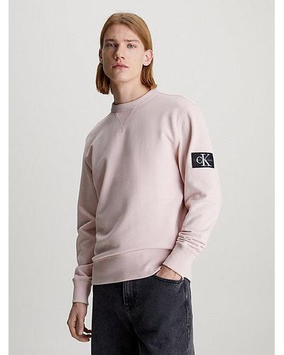 Calvin Klein Badstof Monogram Sweatshirt Met Embleem - Naturel