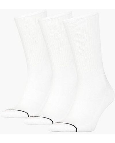 Calvin Klein 3 Pack Crew Socks - - White - Men - One Size - Blanco