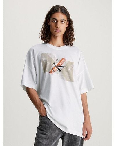 Calvin Klein Oversized T-shirt Met Grafisch Logo - Wit
