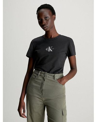 Calvin Klein Slim Monogram T-shirt - Zwart
