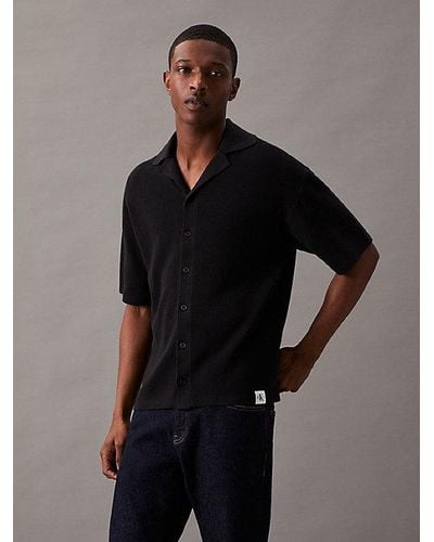 Calvin Klein Kurzärmliges lässiges Hemd aus Strick - Schwarz