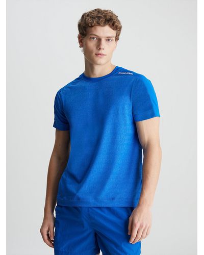 Calvin Klein T-shirt de sport en maille avec logo - Bleu