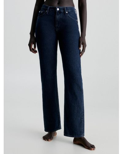 Calvin Klein Jean droit taille basse - Bleu