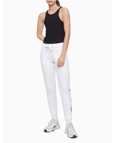 Calvin Klein Performance Logo Drawstring Jogger Sweatpants - White