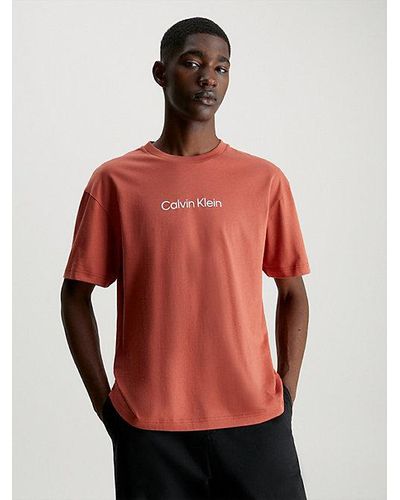 Calvin Klein Katoenen T-shirt Met Logo - Rood