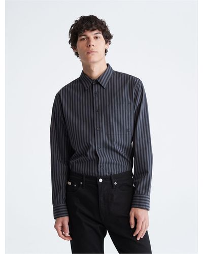 Calvin Klein Stripe Button-down Easy Shirt - Blue