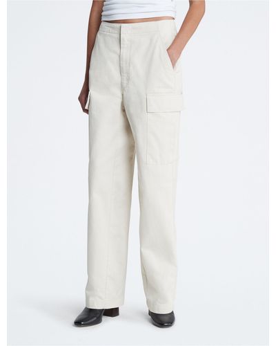 Calvin Klein Wide Leg Cargo Pants - White