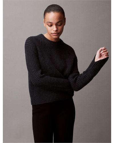 Calvin Klein Cage Yarn Chunky Sweater - Black