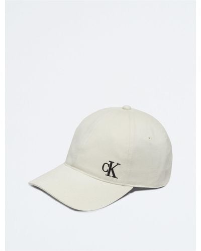 Calvin Klein Brushed Cotton Twill Logo Baseball Cap - White