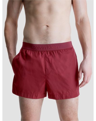 Calvin Klein Core Tonal Short Length Swim Shorts - Red