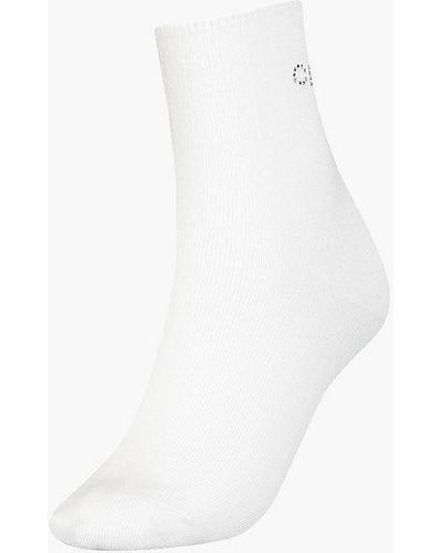 Calvin Klein Crystal Logo Crew Socks - - White - Women - One Size - Wit